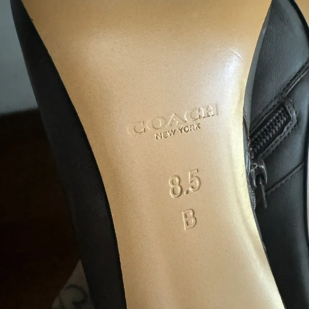 Coach Brown Leather Heels Side Zip Ankle Booties Sz 8.5 B